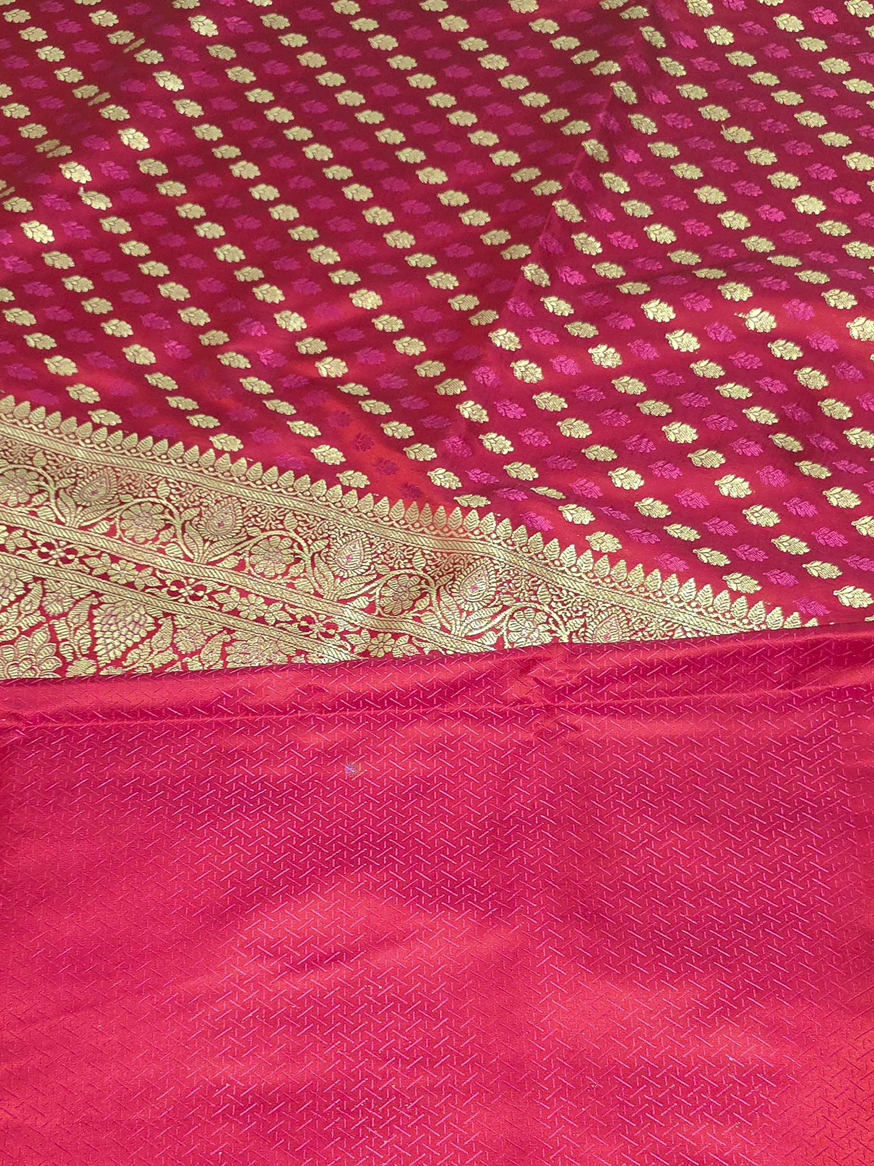 Red Woven Design Satin Saree