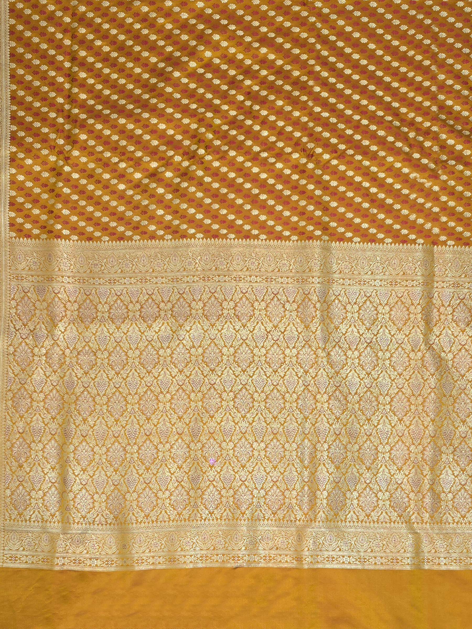Mustard Woven Design Satin Saree