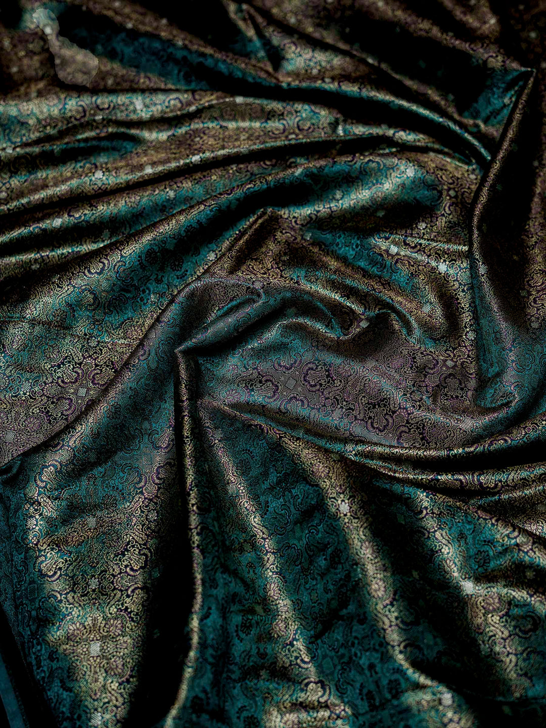 Rama-Green Woven Design Satin Saree