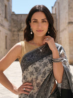 Black Woven Design Cotton Blend Saree