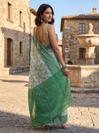 Green Woven Design Cotton Blend Saree
