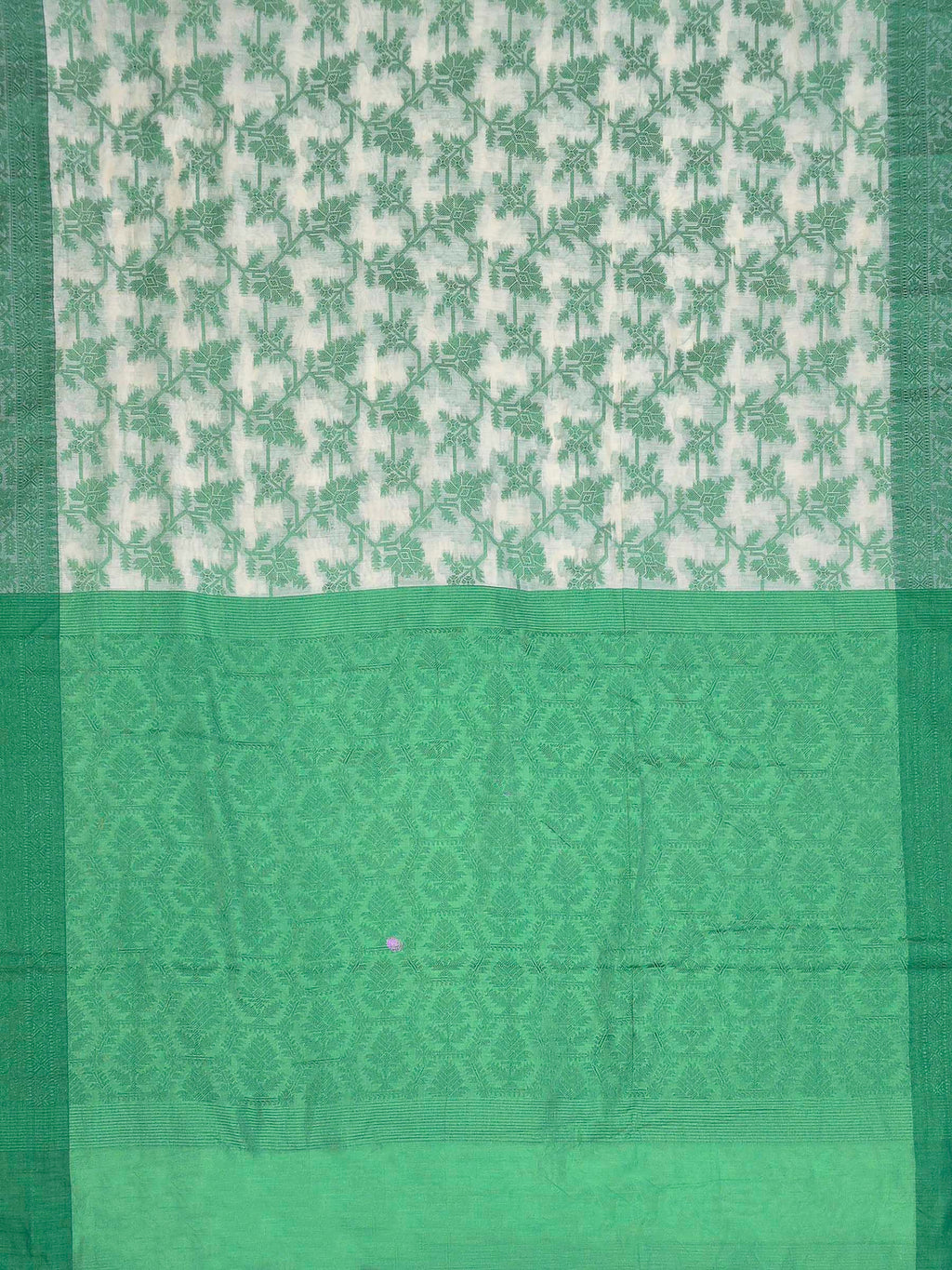 Green Woven Design Cotton Blend Saree