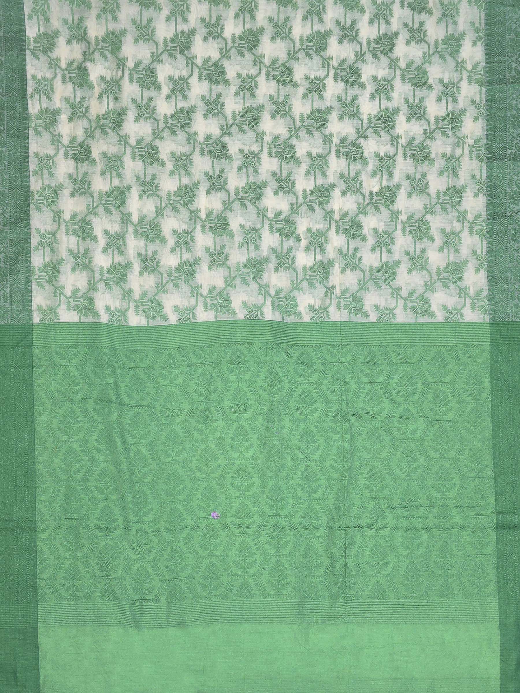 Green Woven Design Cotton Blend Saree
