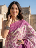 Magenta Woven Design Cotton Blend Saree