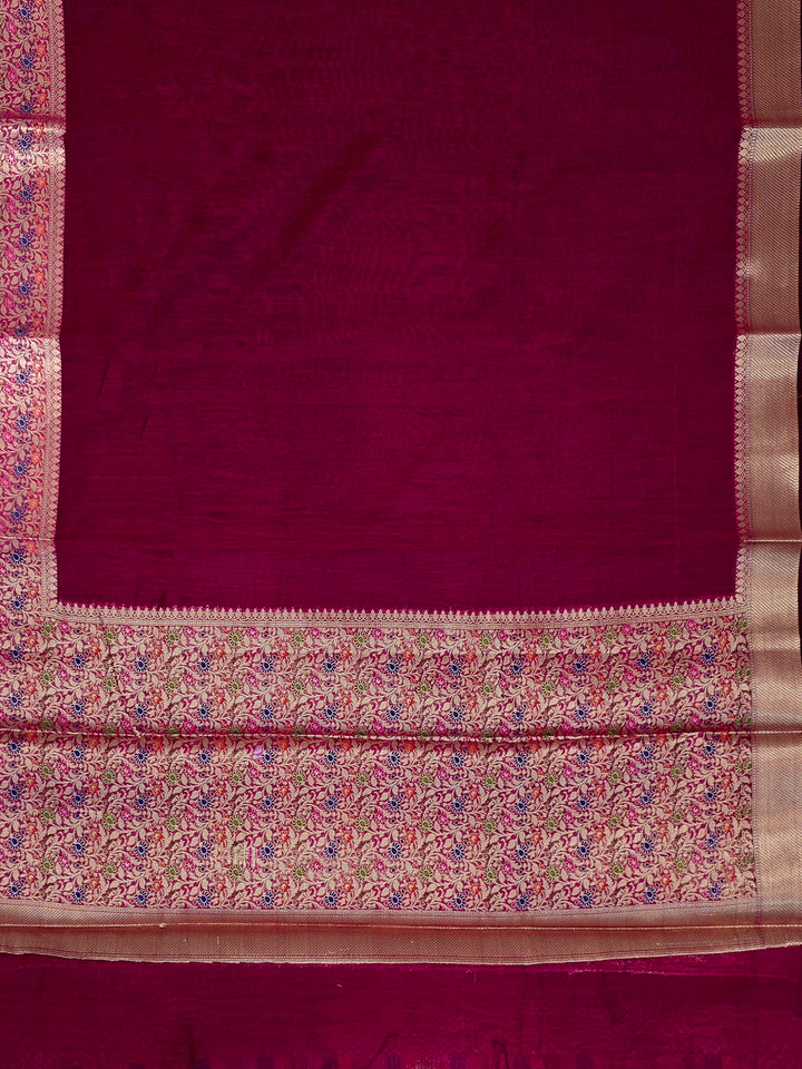 Magenta Woven Design Cotton Saree