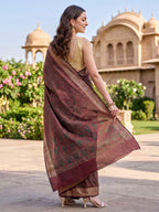 Rust Woven Design Banarasi Saree