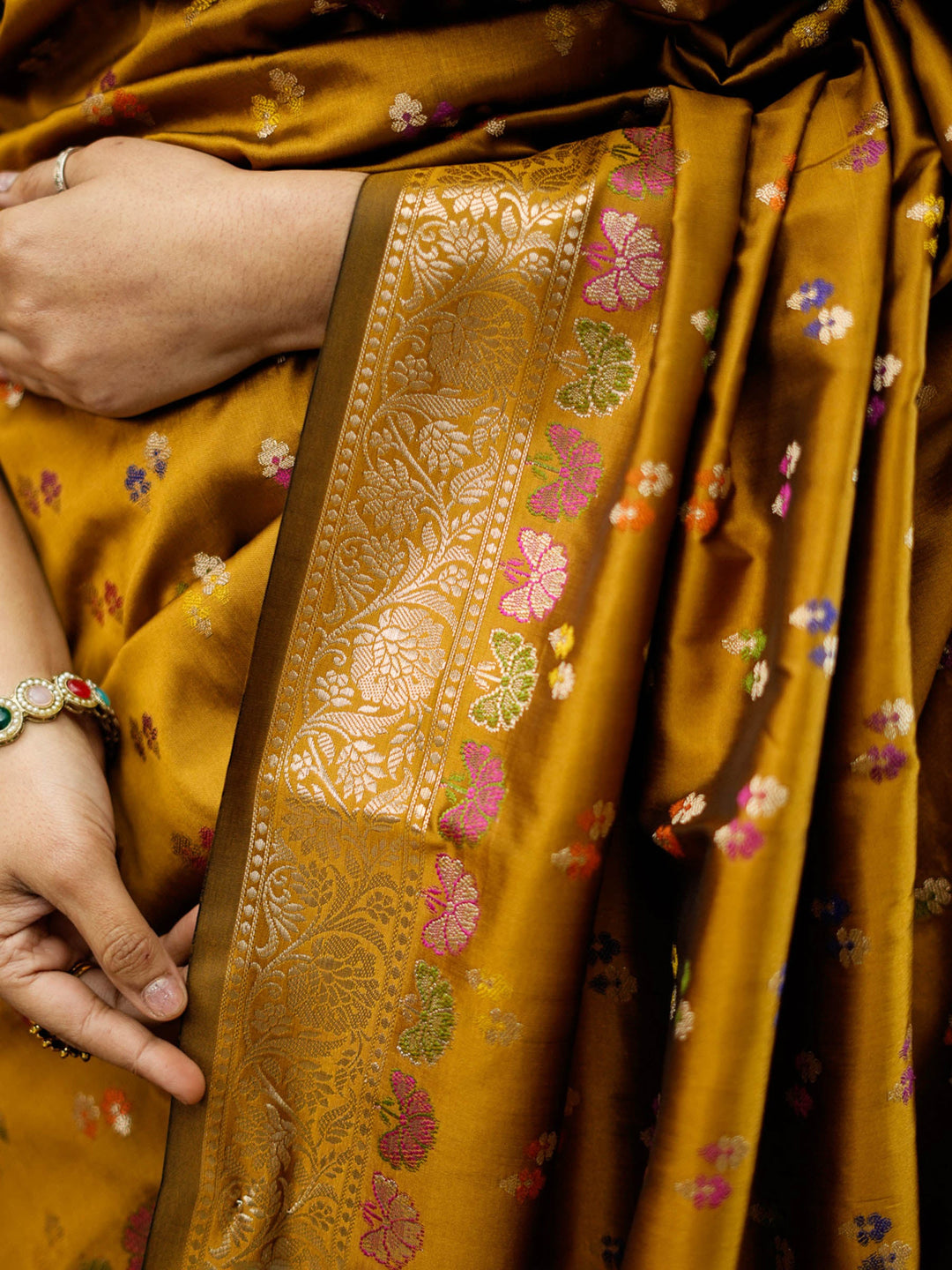 Mustard Woven Design Banarasi Saree