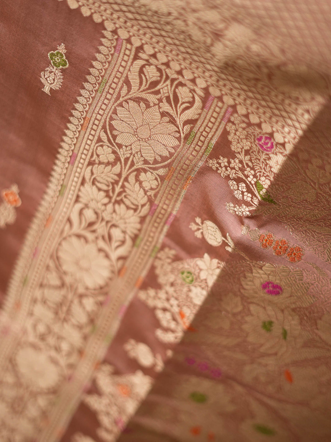 Onion Pink Woven Design Banarasi Saree