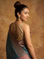Teal Blue Woven Design Banarasi Saree