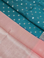 Teal Blue Woven Design Banarasi Saree