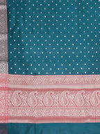 Teal Blue Woven Design Banarasi Saree