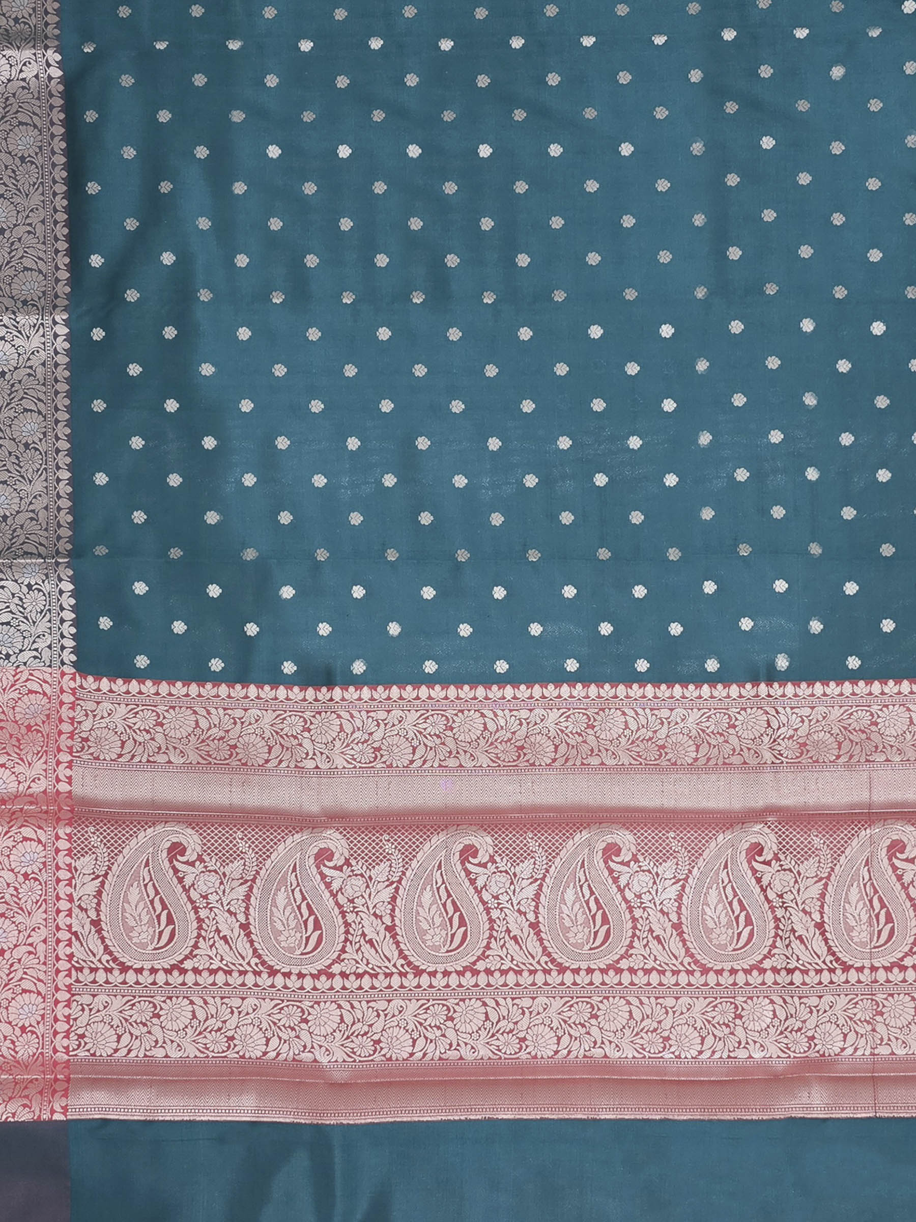 Teal Blue Woven Design Banarasi Saree