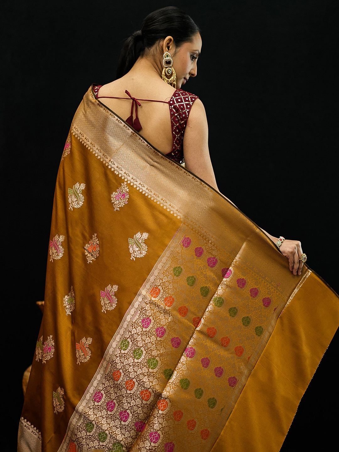 Mustard Woven Design Art Katan Saree