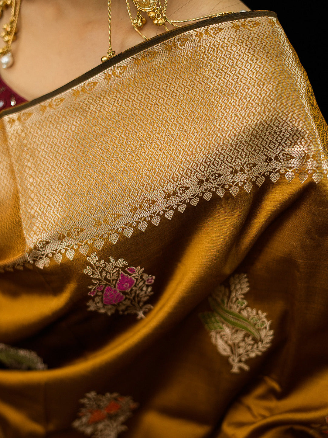 Mustard Woven Design Art Katan Saree