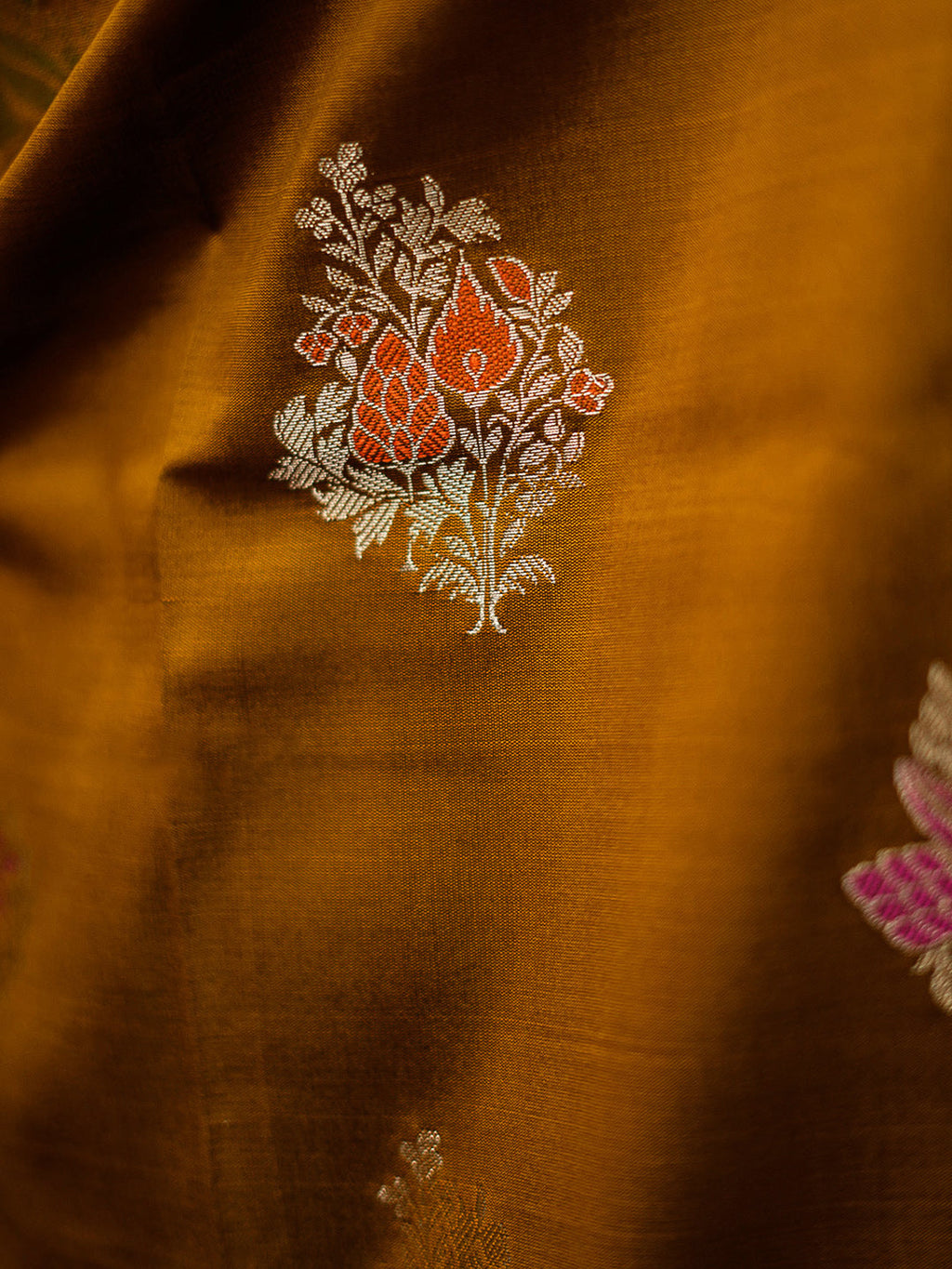 Mustard Woven Design Art Katan Saree