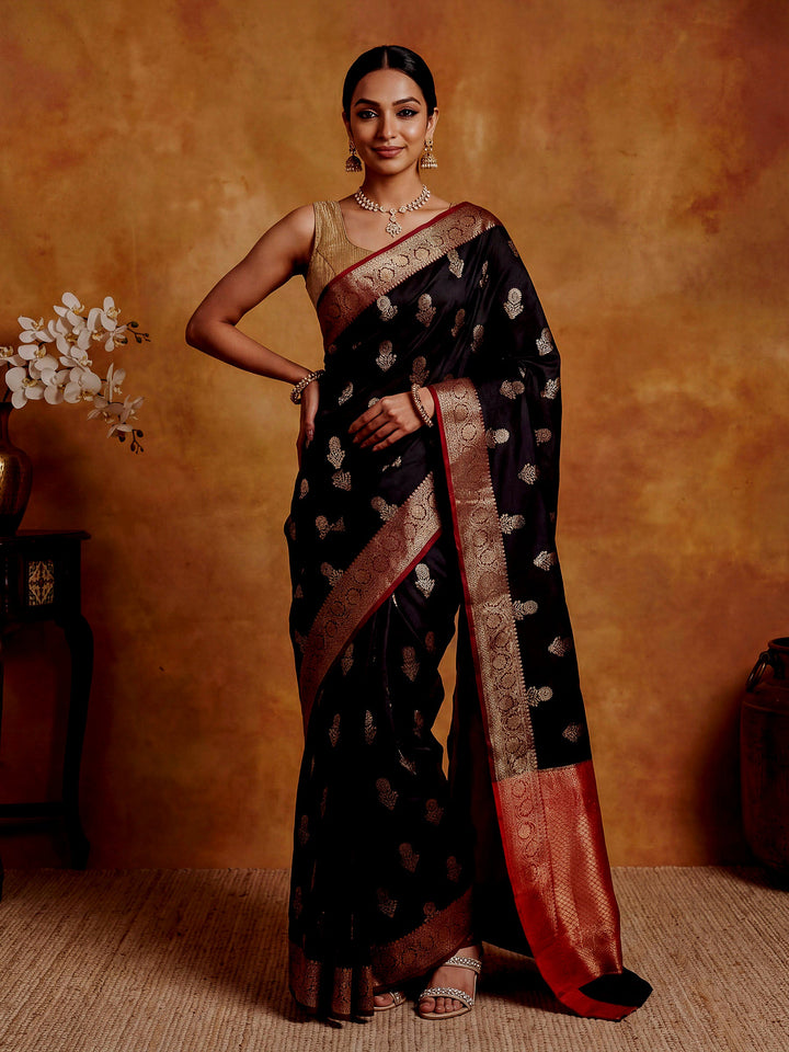 Black Woven Design Art Katan Saree