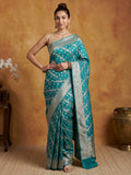 Teal Blue Woven Design Banarasi Saree