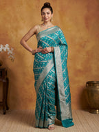 Teal Blue Woven Design Banarasi Saree