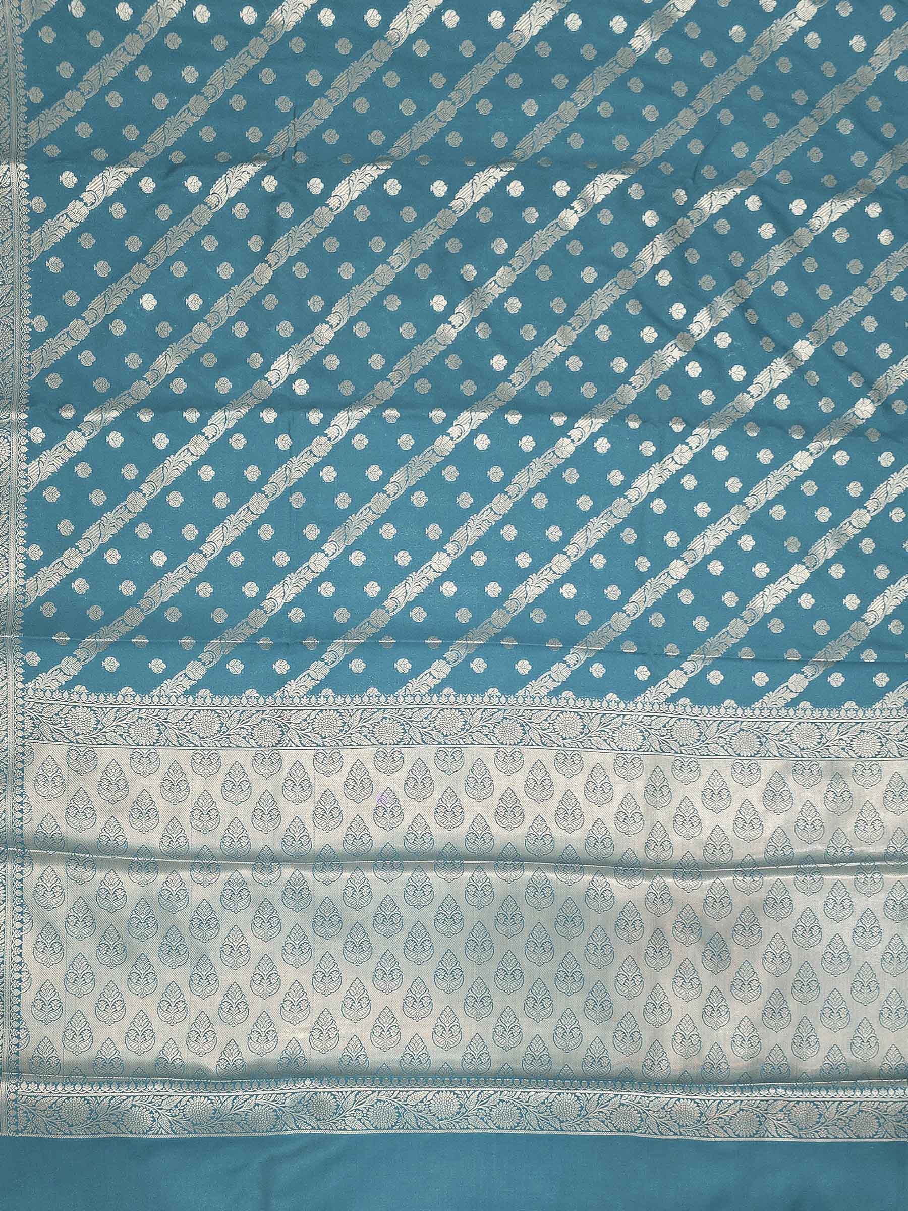 Teal Blue Woven Design Banarasi Saree
