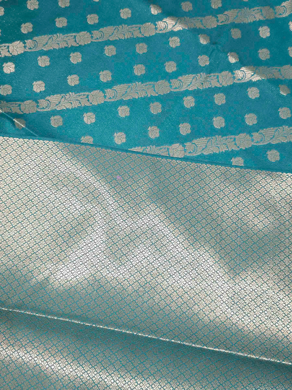 Teal Blue Woven Design Banarasi Saree