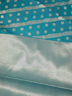 Teal Blue Woven Design Banarasi Saree