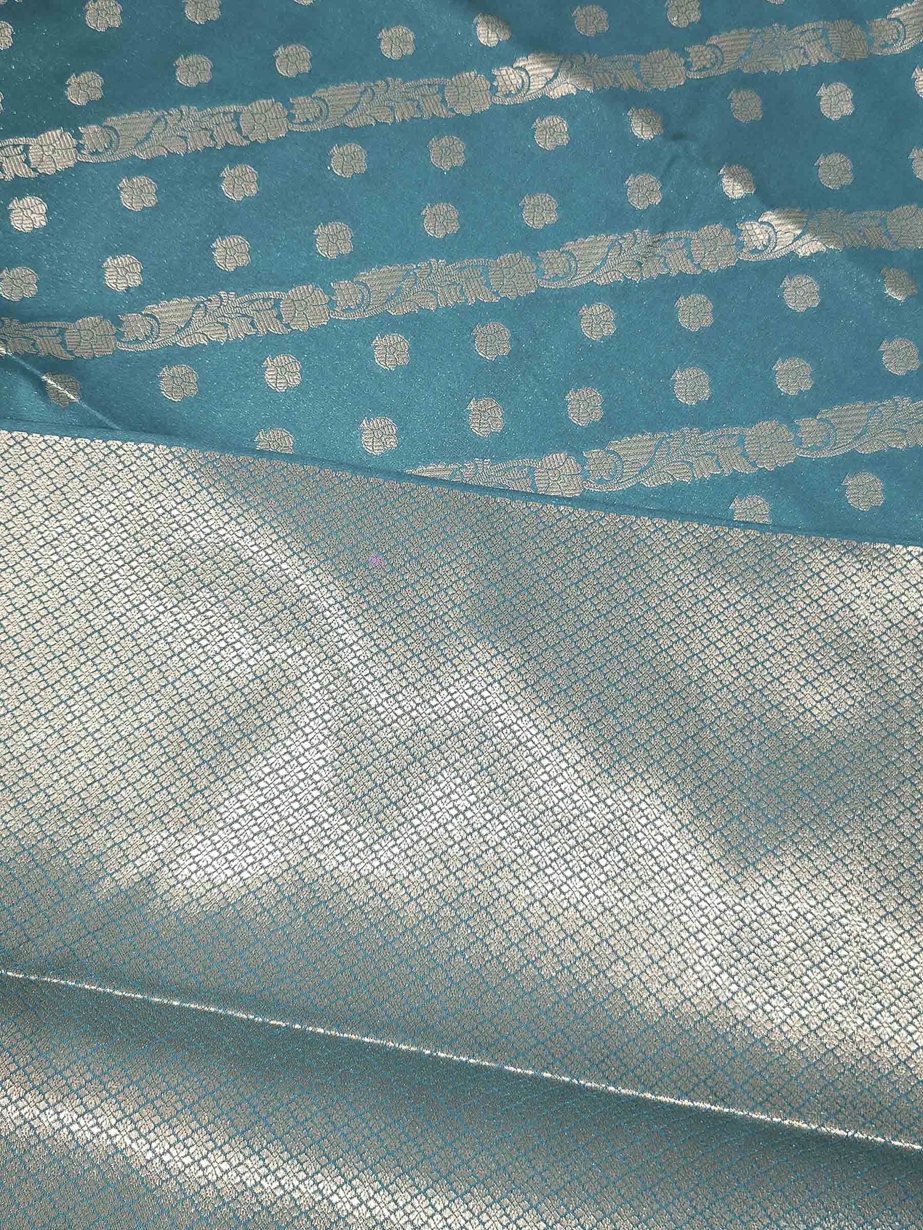 Teal Blue Woven Design Banarasi Saree
