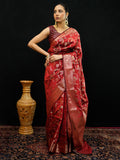 Red Woven Design Art Katan Saree