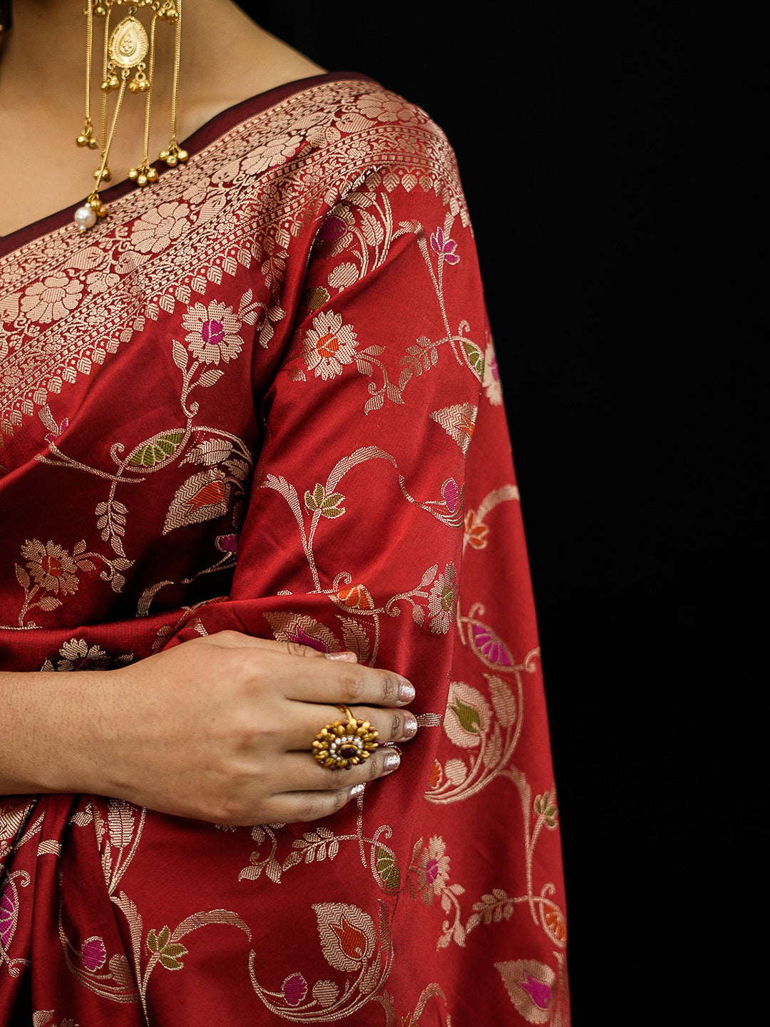 Red Woven Design Art Katan Saree