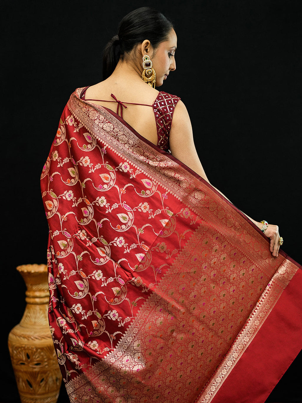 Red Woven Design Art Katan Saree