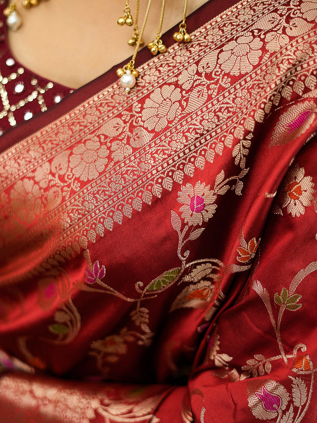 Red Woven Design Art Katan Saree
