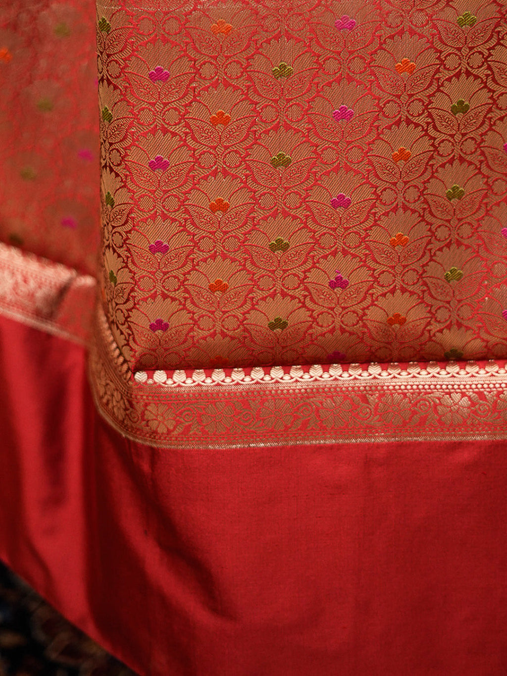 Red Woven Design Art Katan Saree