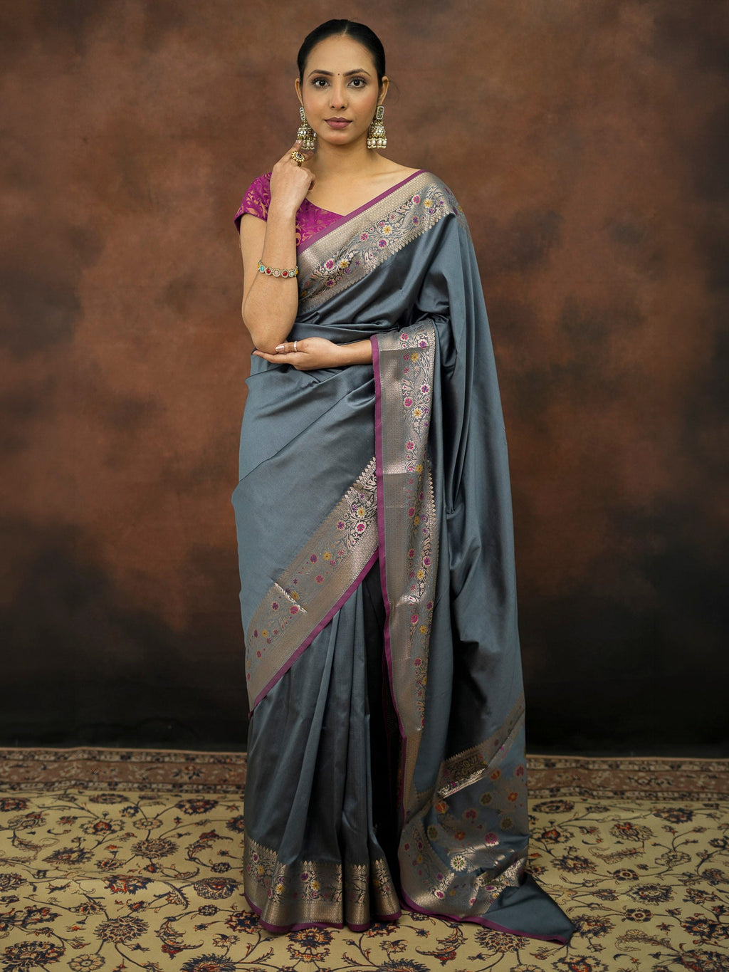 Grey Woven Design Banarasi Saree