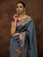 Grey Woven Design Banarasi Saree