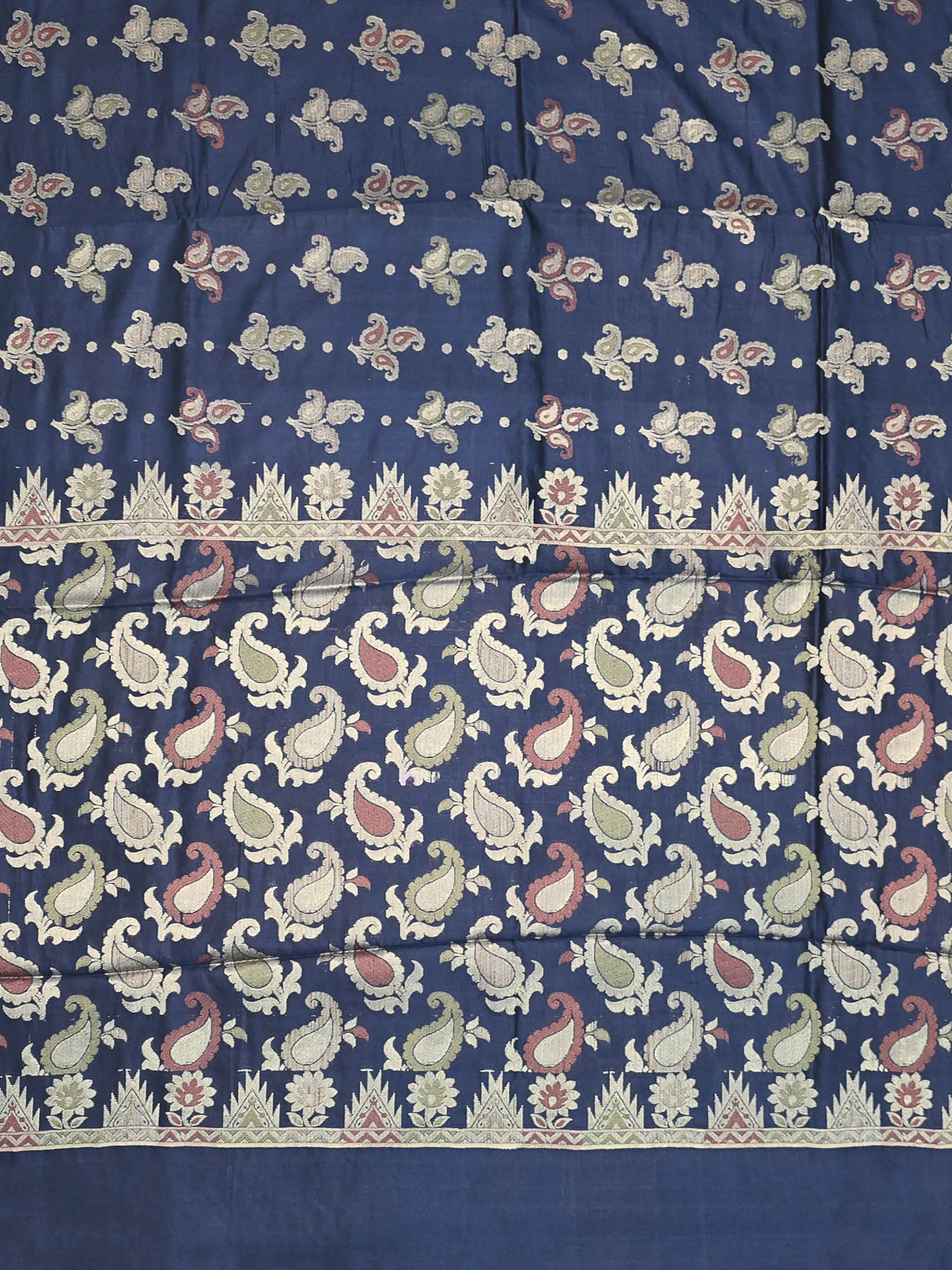 Navy Blue Woven Design Art Silk Saree