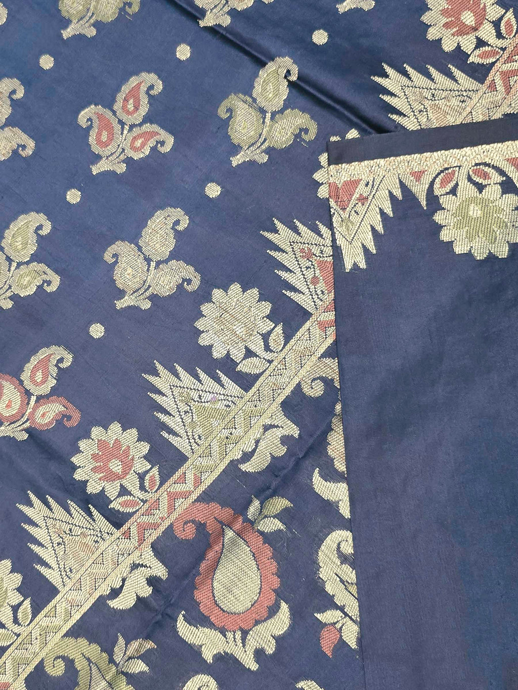 Navy Blue Woven Design Art Silk Saree