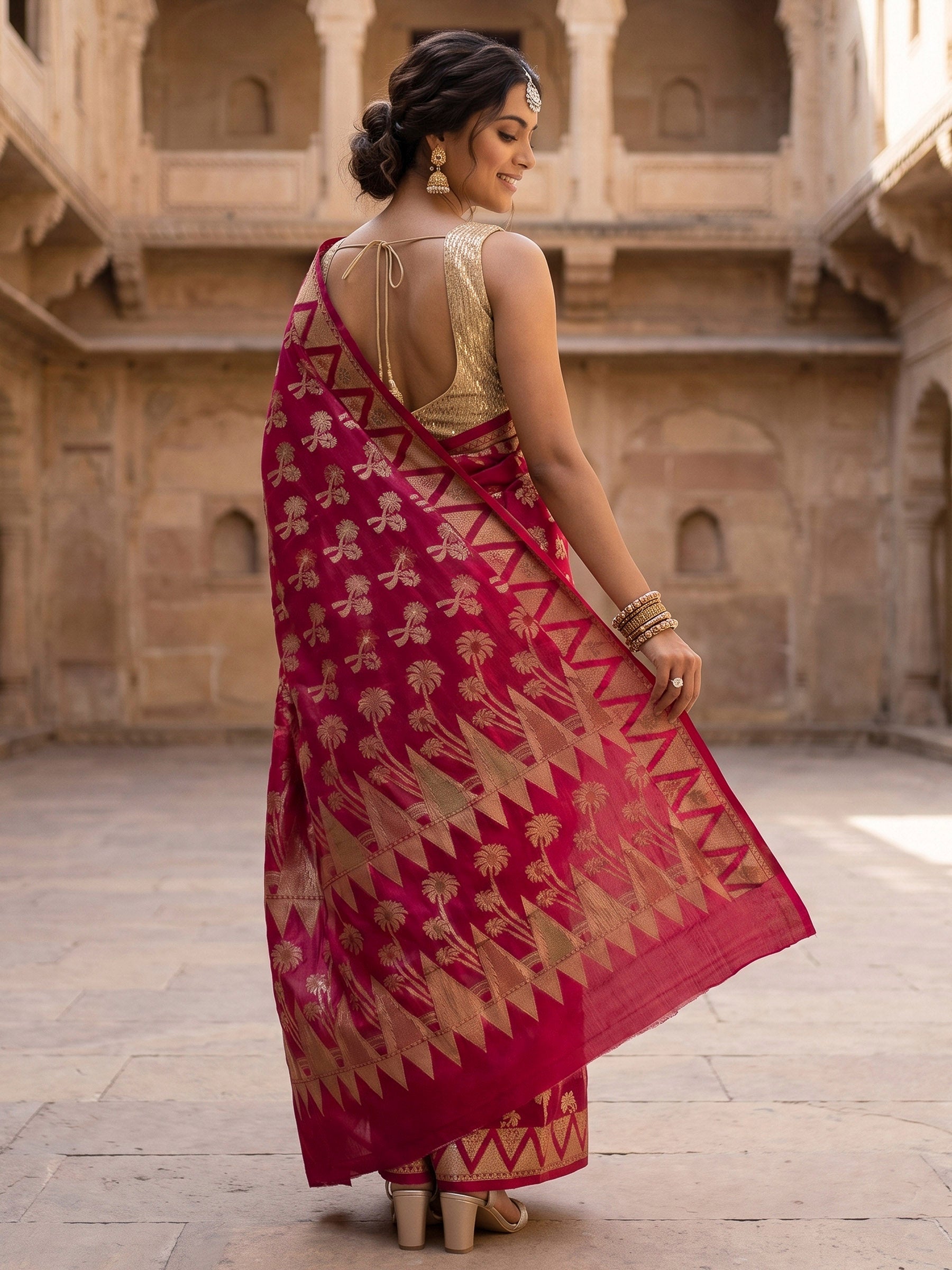 Red Woven Design Banarasi Saree