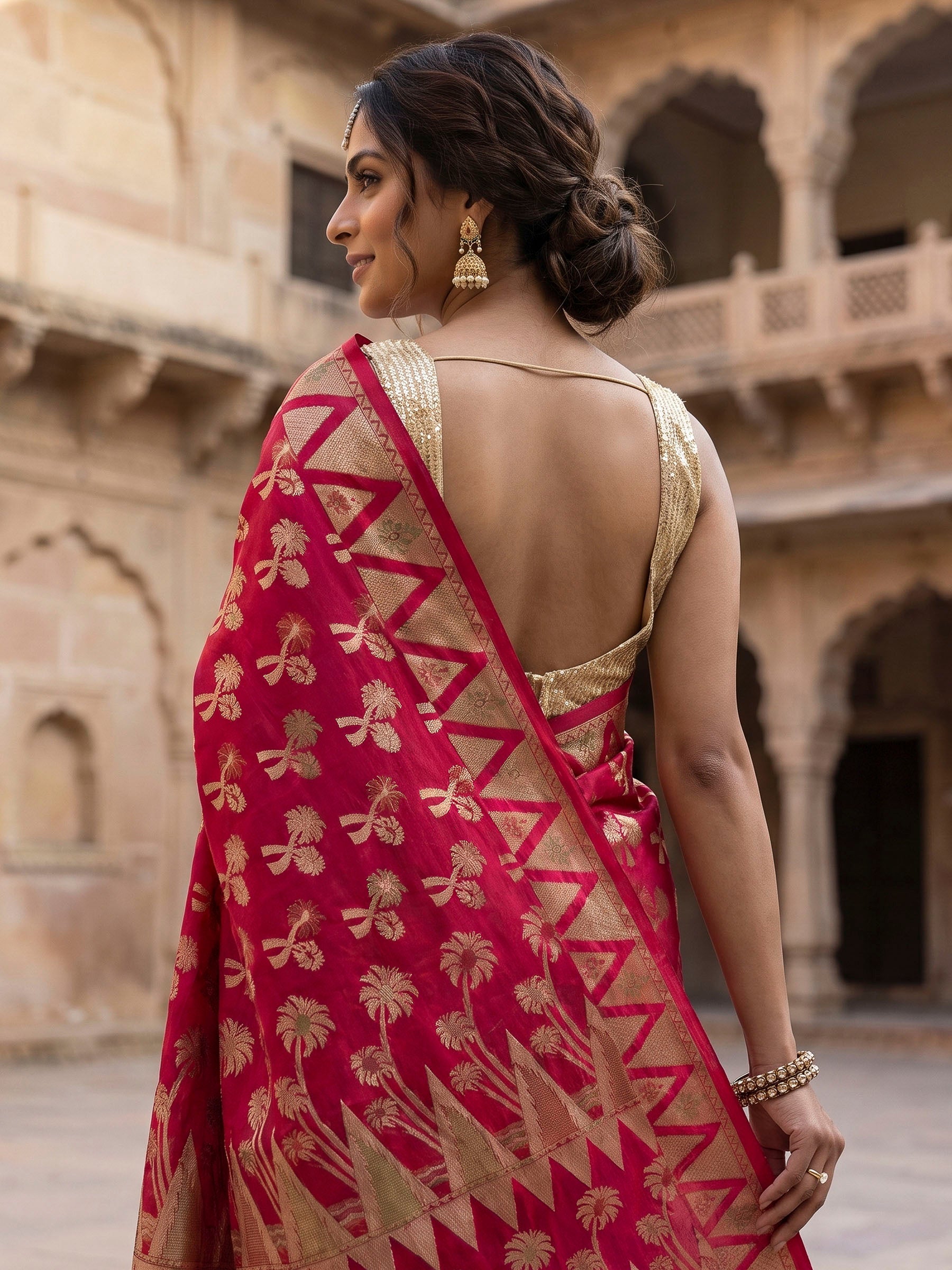 Red Woven Design Banarasi Saree