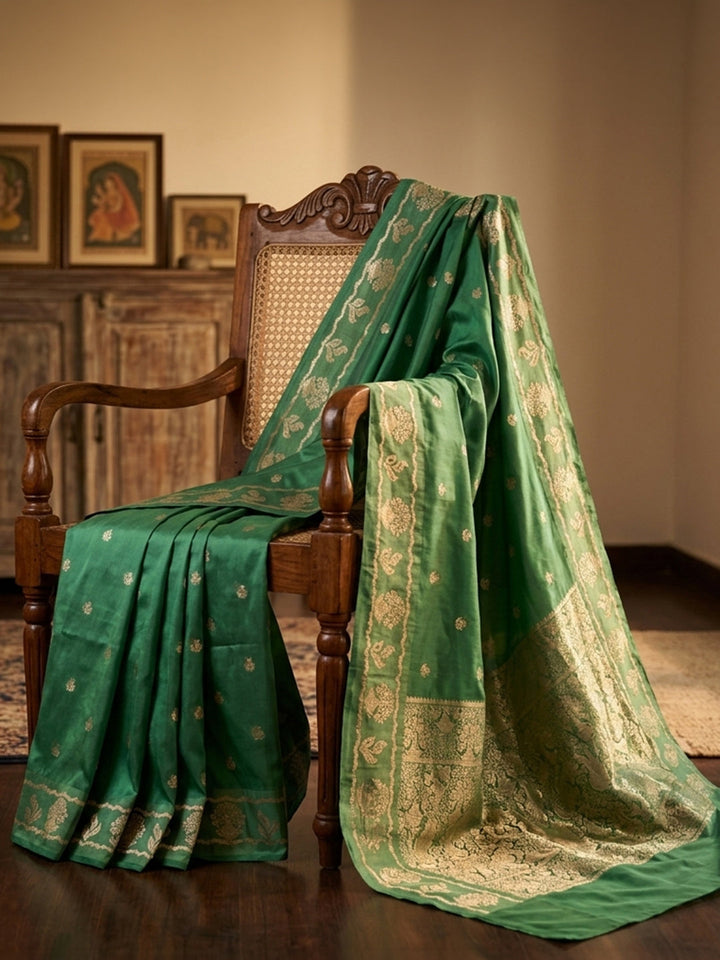 Green Woven Design Art Silk Saree