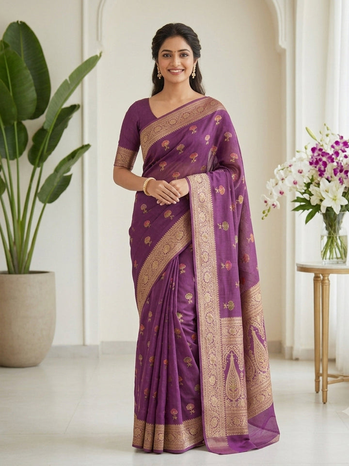 Onion Pink Woven Design Art Silk Saree