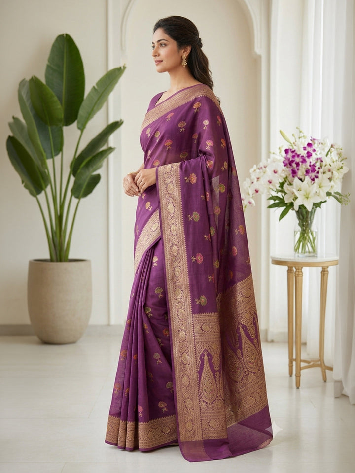 Onion Pink Woven Design Art Silk Saree