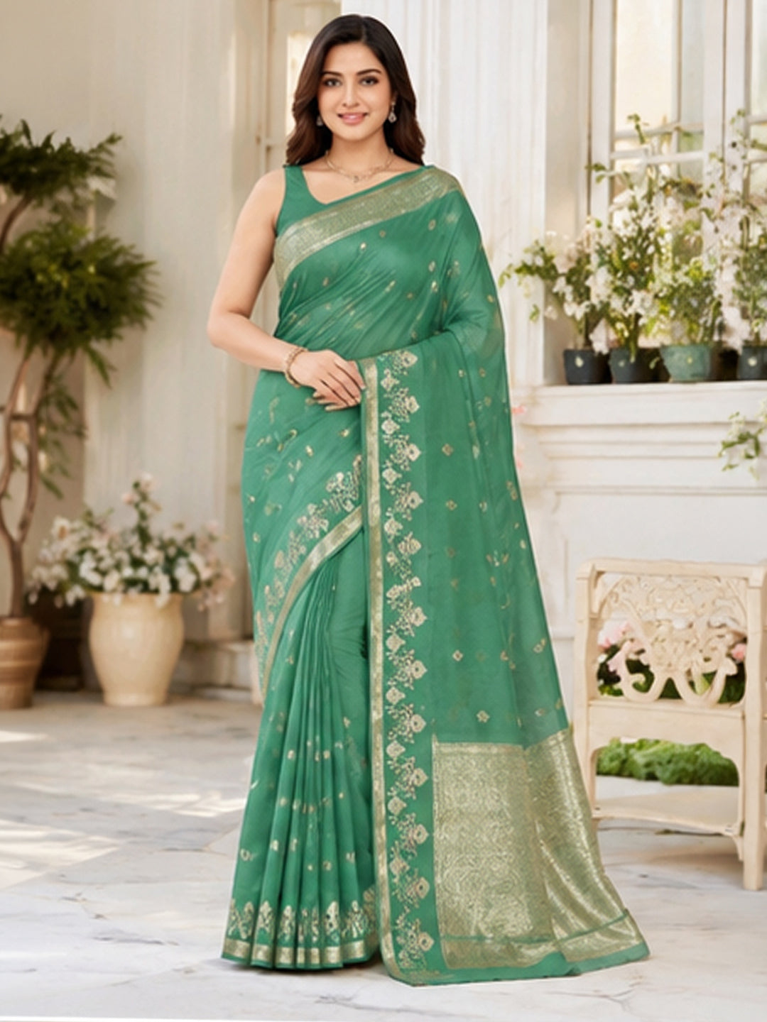 Green Woven Design Art Silk Saree