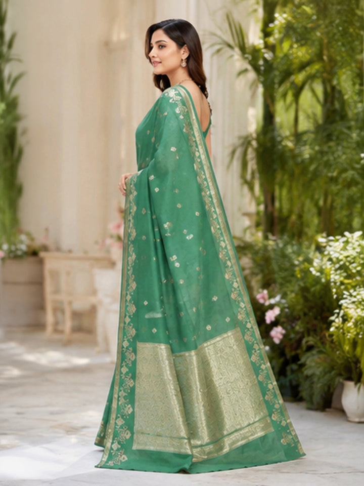 Sea Green Woven Design Art Silk Saree