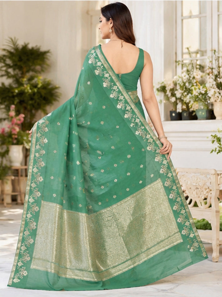 Sea Green Woven Design Art Silk Saree