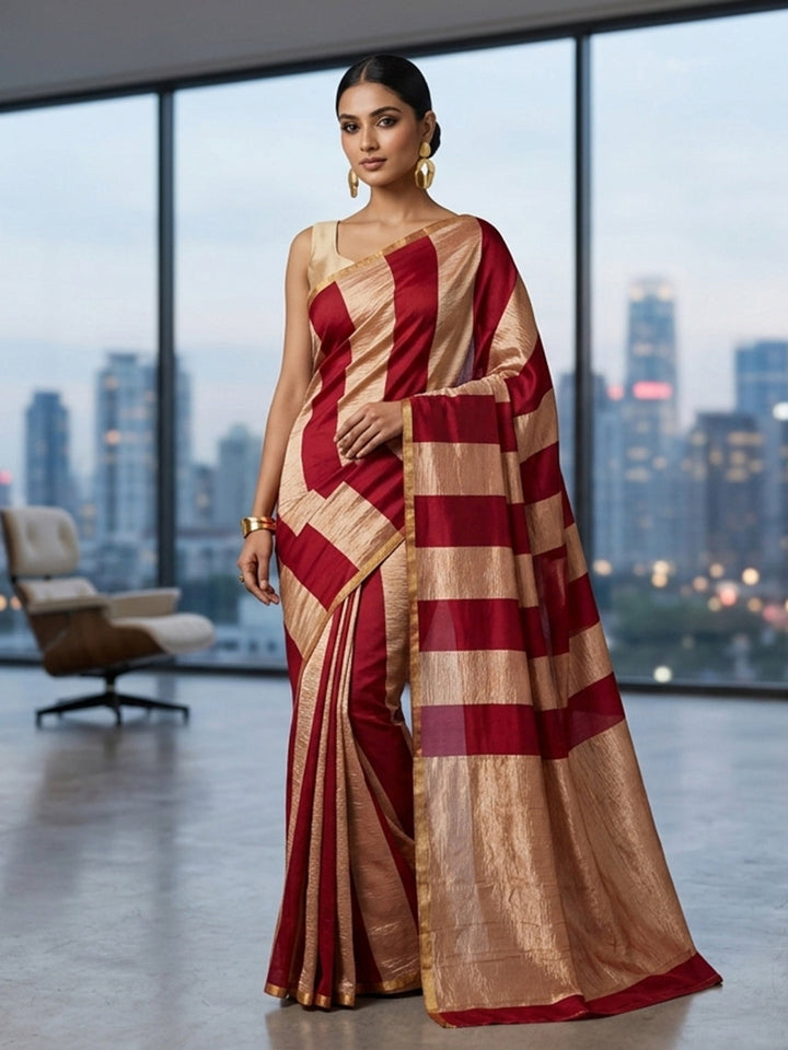 Red Woven Design Art Silk Saree