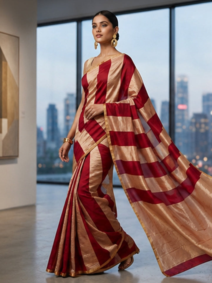 Red Woven Design Art Silk Saree