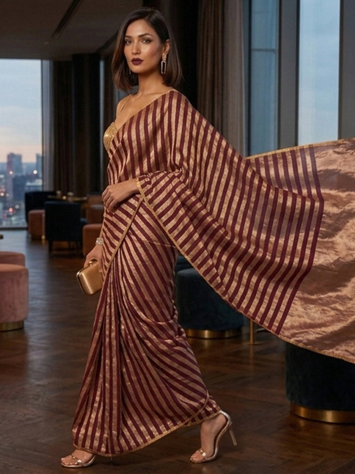 Wine Woven Design Art Silk Saree