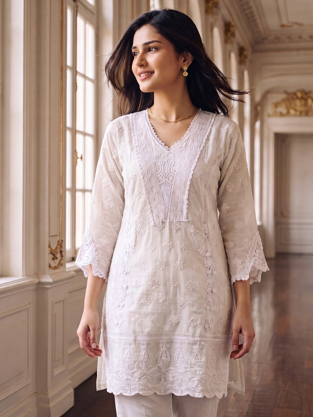 Embroidery Cotton Blend Kurta Sets