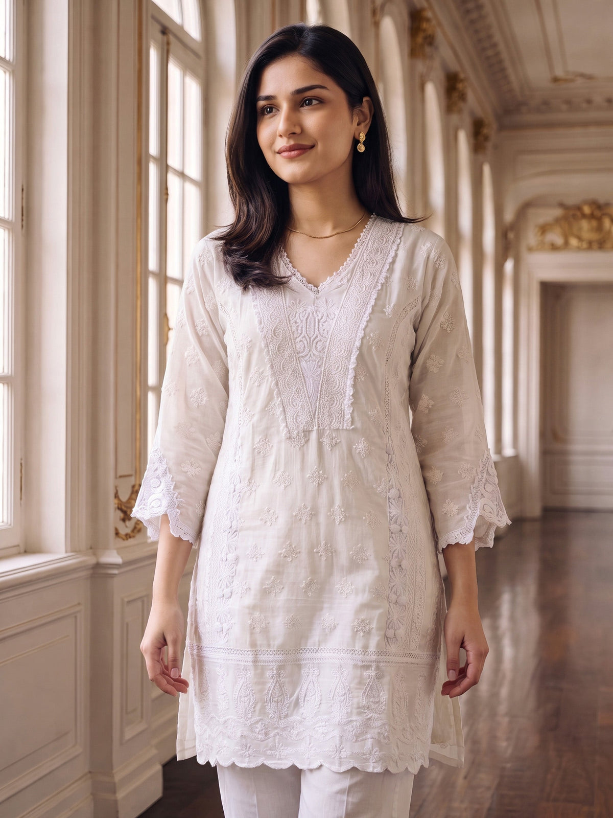 Embroidery Cotton Blend Kurta Sets