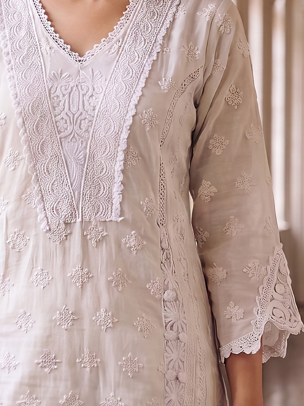 Embroidery Cotton Blend Kurta Sets