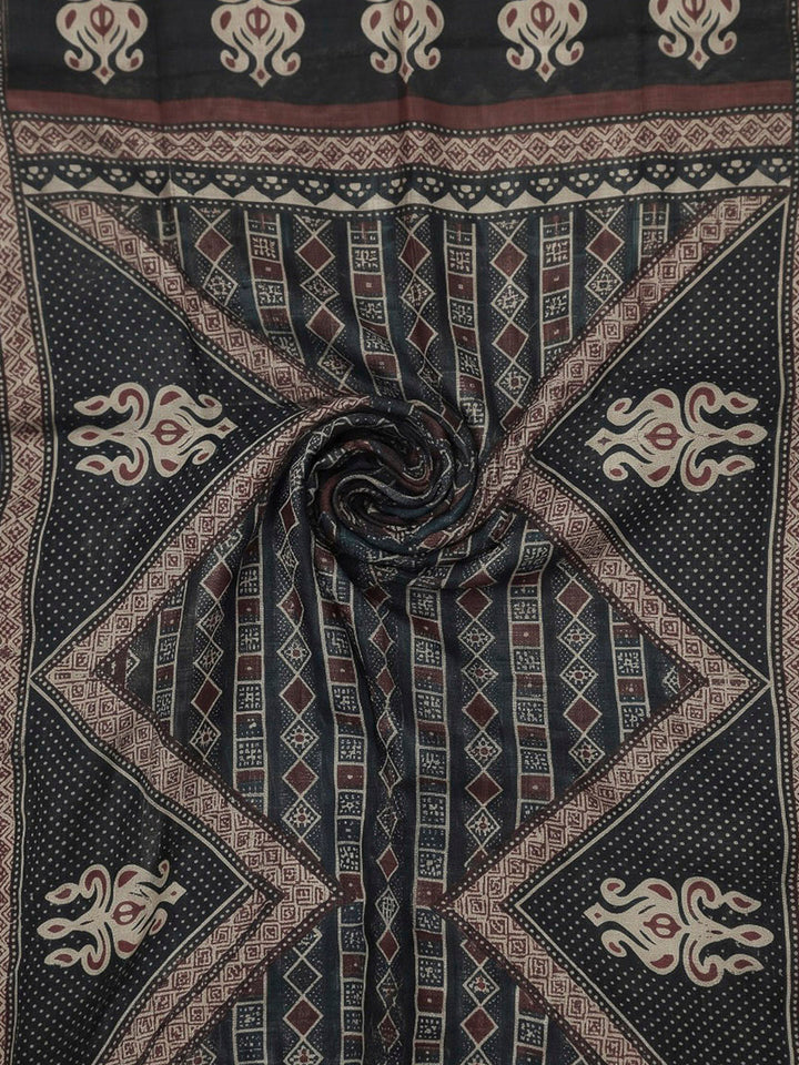 Black Printed Cotton Blend Kurta With Pant &amp; Dupatta